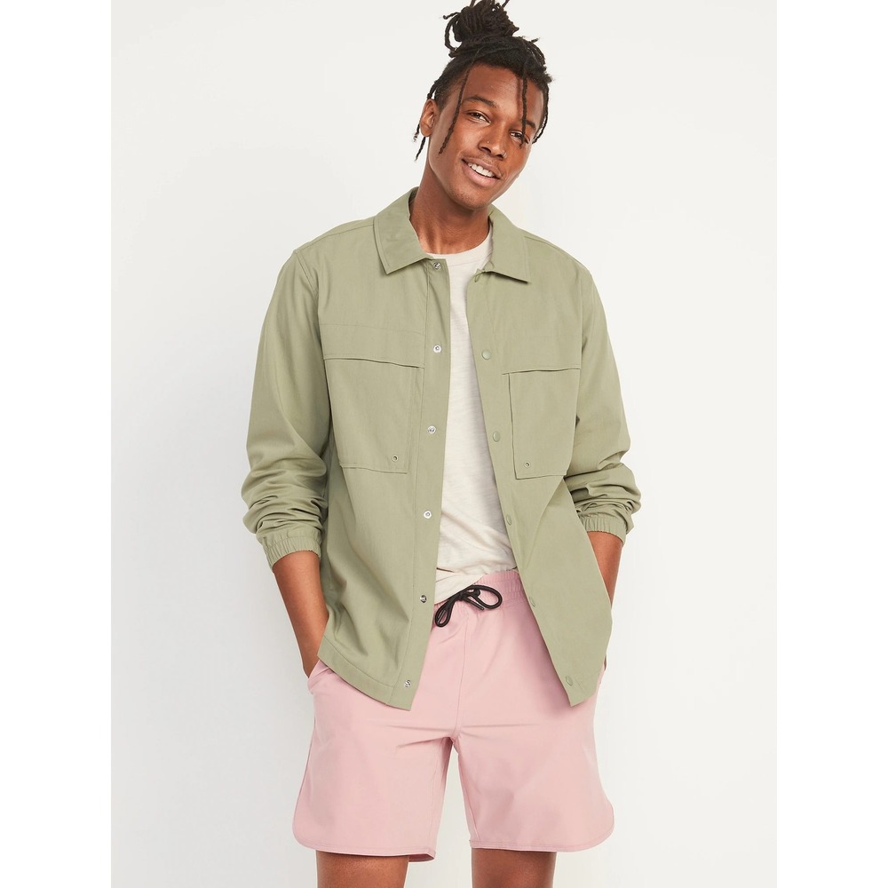 Old Navy Mens Poplin Hybrid Workwear Shirt Shacket Size‎ S Green Lightweight